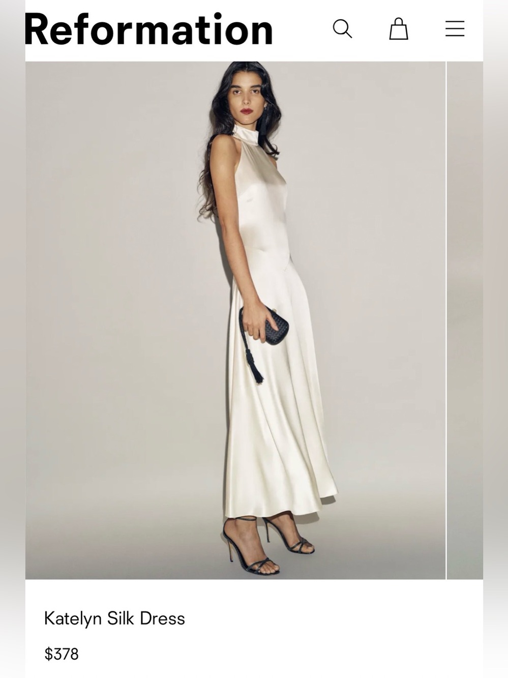 👗 Reformation Kaitlyn Ivory High-Neck Silk Maxi Dress